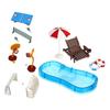 SUPVOX Miniaturowe Akcesoria do Domku dla Lalek & Zestaw Mebli Sportowych Parasol Plażowy Koło Ratunkowe Letni Domek do Zabawy do Zabaw w Udawanie Wewnątrz i