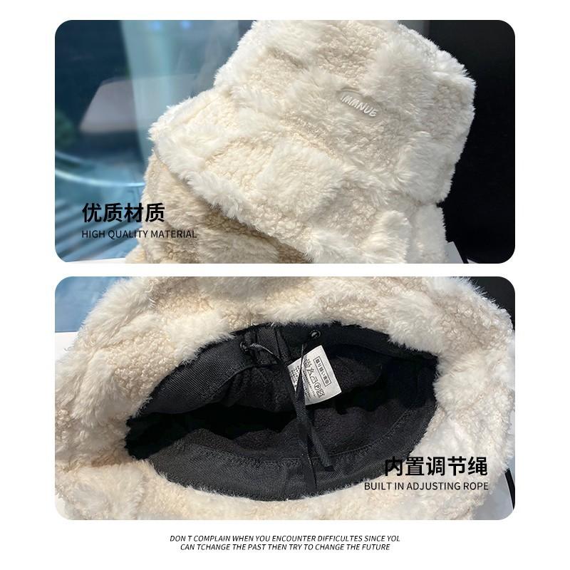 Women's Fashion Cap Autumn and Winter Thicken Warm Hat Korean Style Cold Proof Windproof Sherpa Bucket Hat