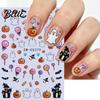 DIY Halloween Nail Art Stickers Cartoon Pumpkin Ghost Bat Decals for Stickers Decorations Self-Adhesive Holiday Manicure Women Easy Application