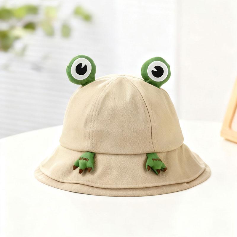 

Cute and soft 3D frog bucket hat for women, spring and summer sun protection, versatile cartoon design with ears and paws 56 58
