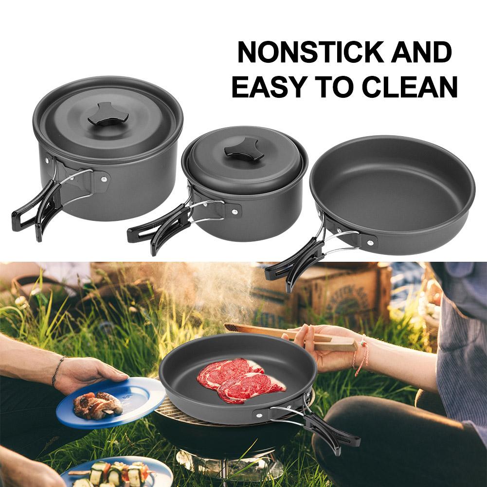 Outdoor Camping Picnic Barbecue Cooking Set Cookware for 2 3 People