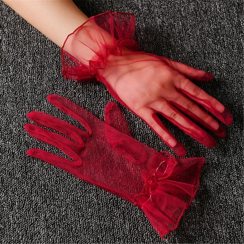 Wedding Gloves Proms Gloves Tulle Short Thin Gloves for Operas Women Lady Theme Proms Costume Accessories