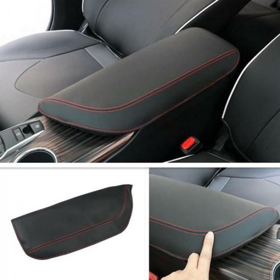 For 2018- Toyota Camry Black + Red Car Armrest Box PU Leather Cushion Covers
