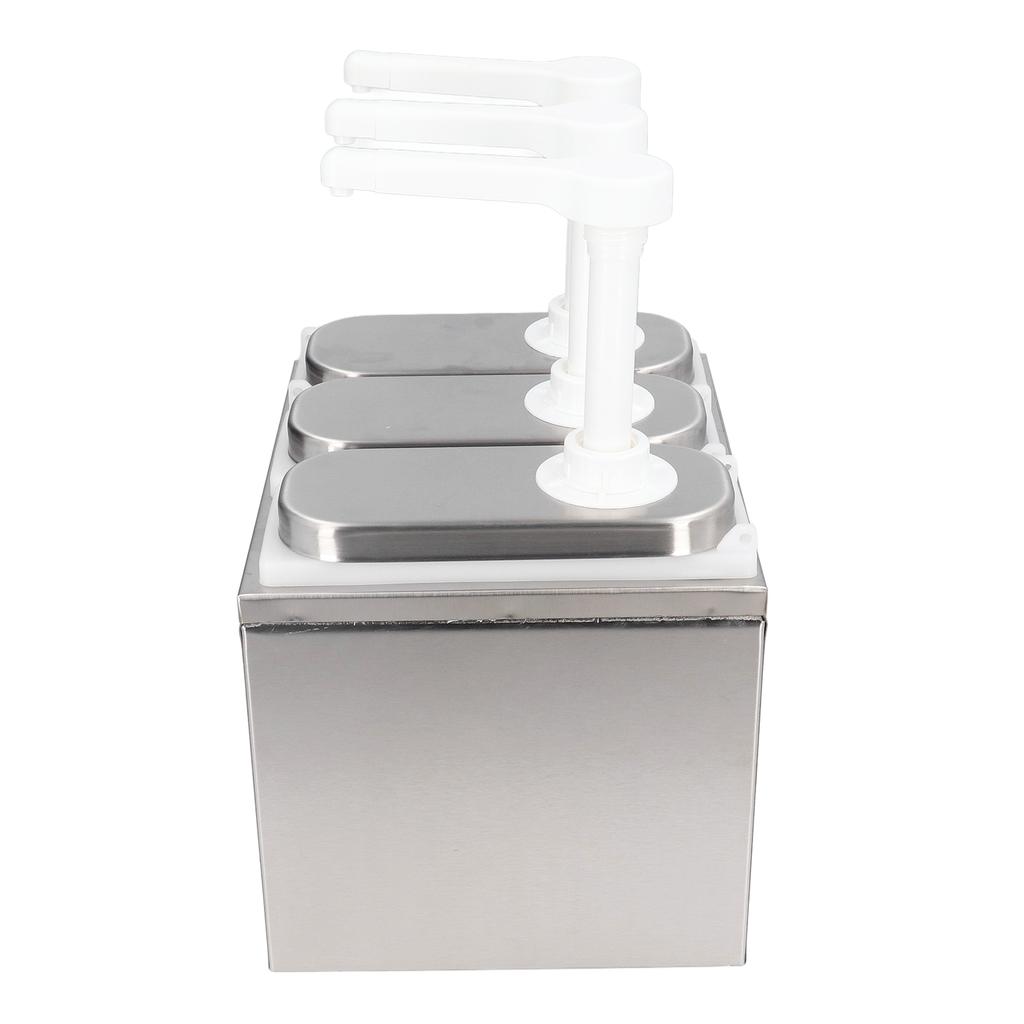 Sauce Dispenser Pump Salad Jam Seasoning Condiment Squeeze Pump Container with Base for Kitchen Restaurant 3 Pumps
