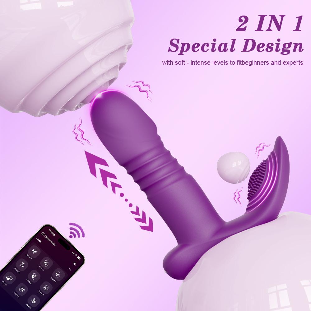 Giocattoli Sessuali per Adulti APP Vibratore a Spinta per Donne Stimolatore Clitorideo Vaginale Telescopico Indossabile Dildo Punto G Strumenti per Masturbazione Femminile Uovo Vibrante