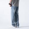 Spring Summer Men's Jeans Straight Denim Pants Elastic Waist Cotton Streetwear Male Wide Baggy Casual Blue Trousers