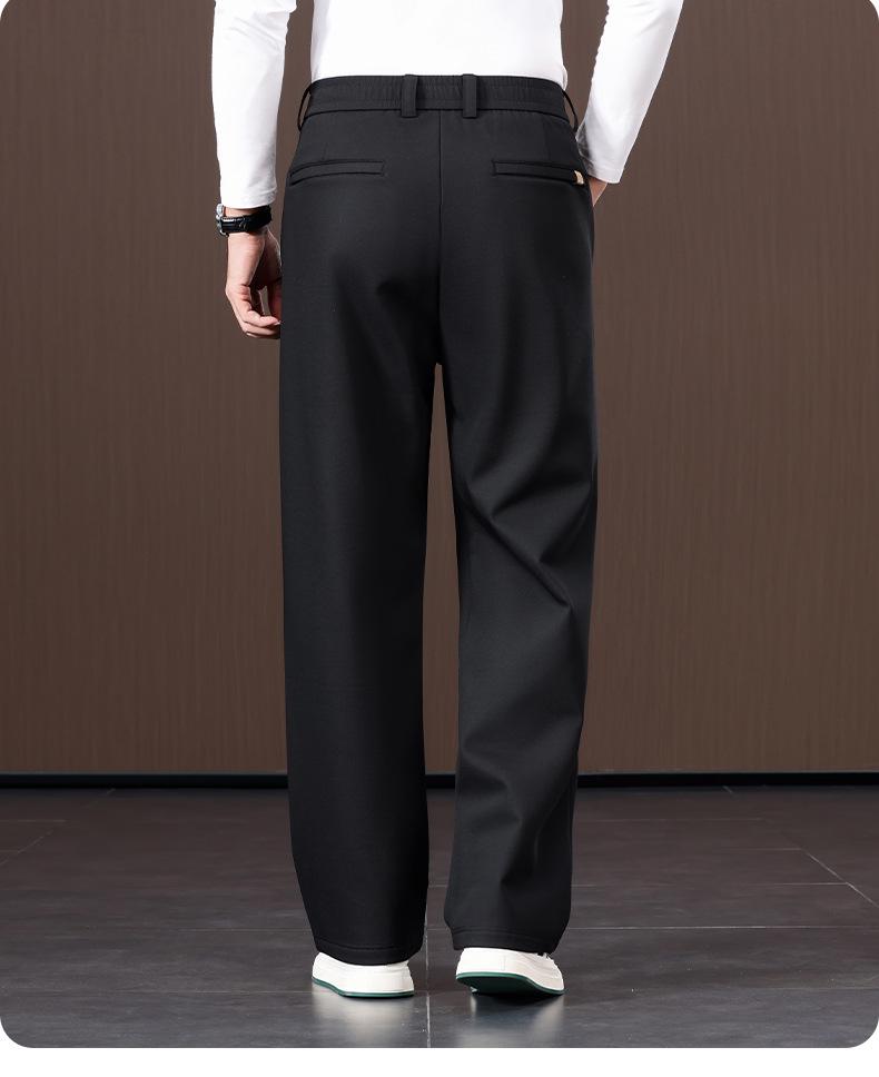 2024 Herren Tencel-Mischung Weitbein-Fleecegefütterte Warme Hose für Väter mittleren Alters