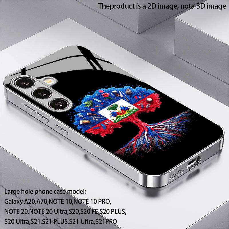 Totem Tree Pattern 2D Phone Case for Samsung S26 S25 S24 S23 S22 S21 S20 A56 A36 A16 - Electroplated Glass Protective Cover