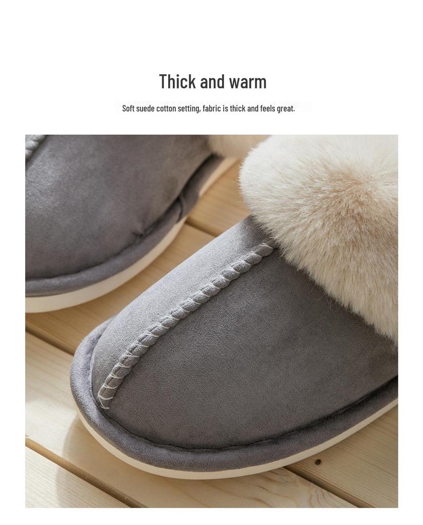 2023 Suede Cotton Slippers: Warm, Thick Wool for Men & Women, Ideal for Autumn & Winter