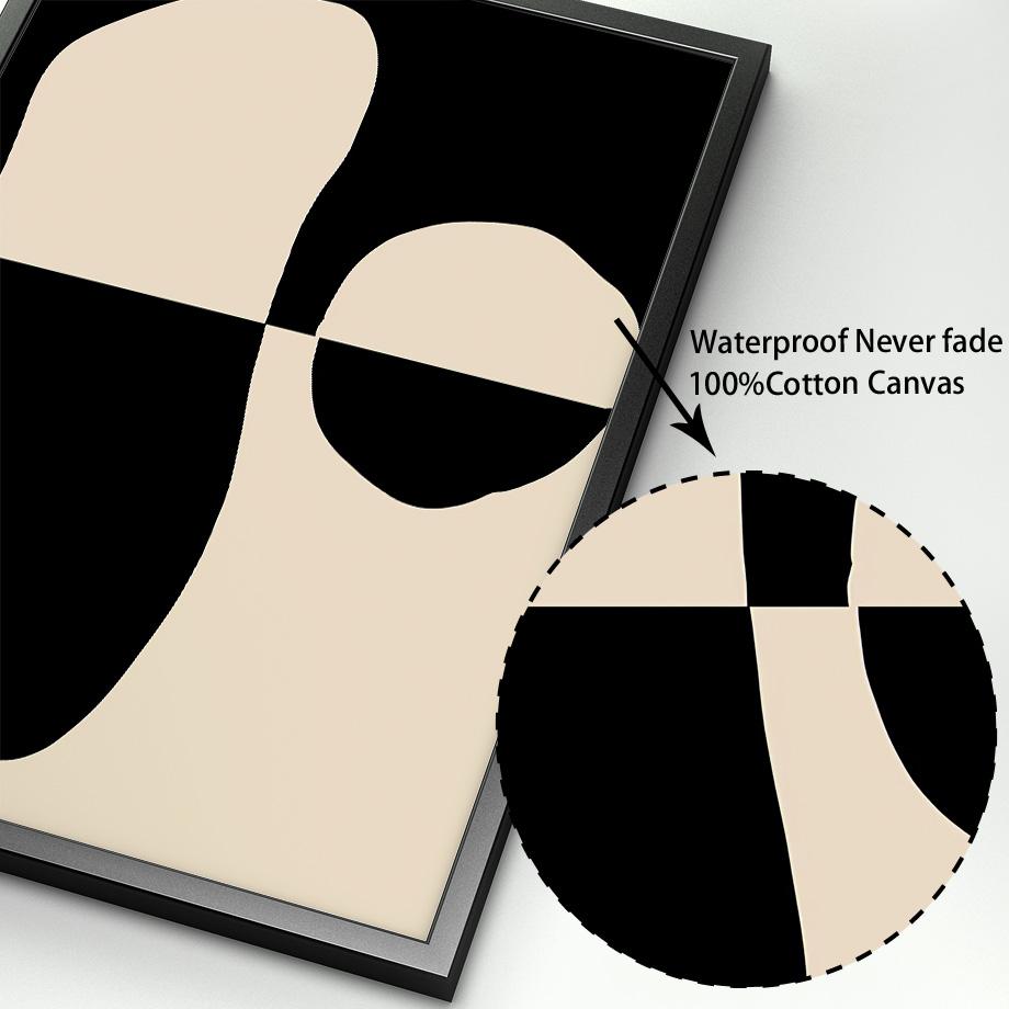 Beige And Black Abstract Line Geometric Face Wall Art Canvas Painting Nordic Posters And Print Decor Pictures For Living Room