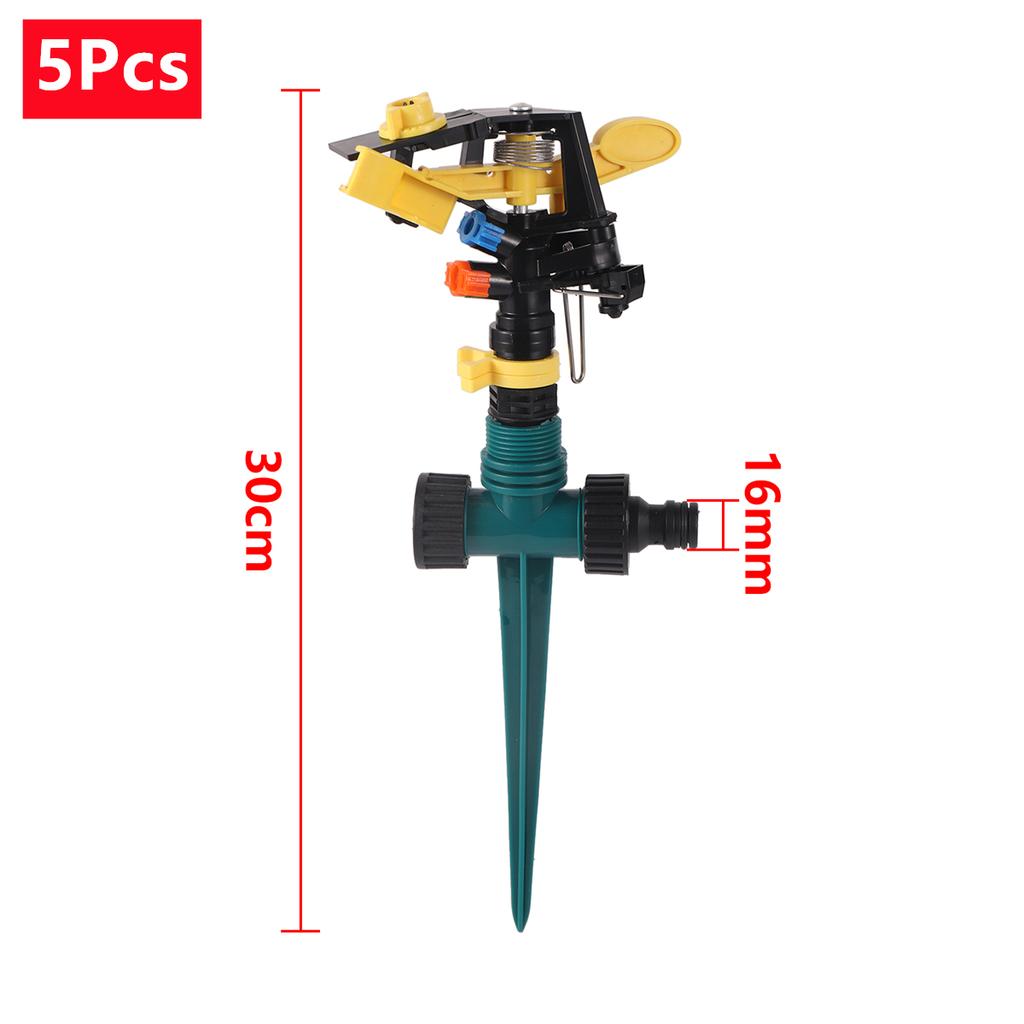 1/2" Male Thread Double Nozzle Yellow-Winged Adjustable Rocker Sprinkler With 3-Kinds Bracket Kit 360 Degree Garden Lawn Nozzle