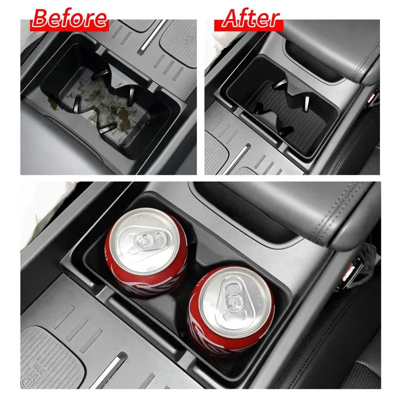Storage Box Cup Holder Anti Dirt Pad Car Interior Accessories Organizer Tidying For Hyundai Santa Fe 2024 2025 2026 Black