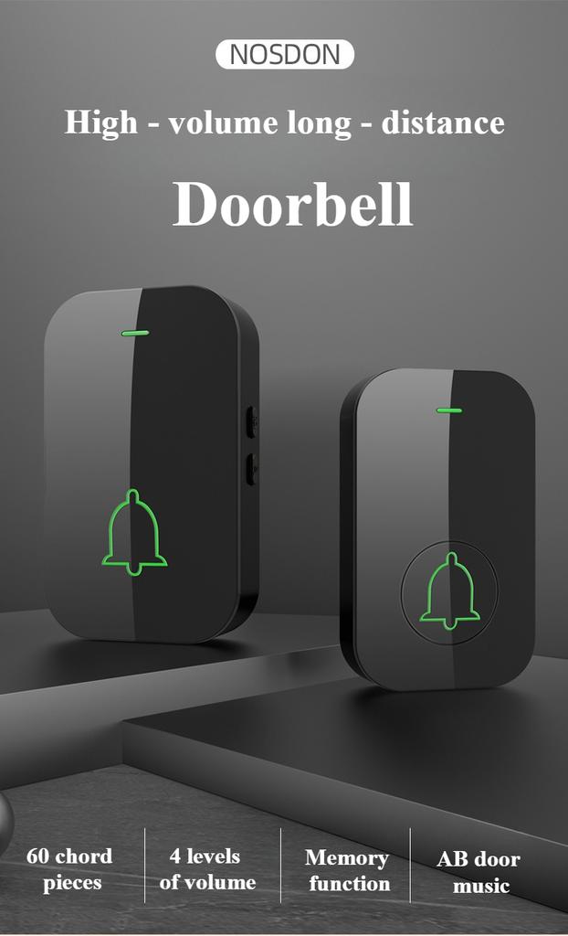 Kabellose Türklingel für den Heim- und Firmengebrauch, Reichweite, lauter Klingelton, wasserdicht, für Notrufe älterer Menschen
