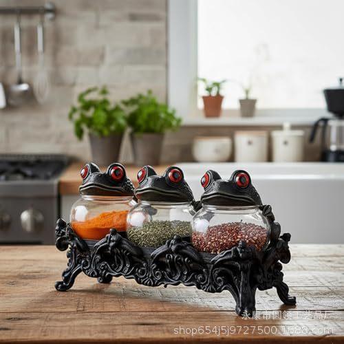 Frog-shaped Spice Jar, Creative, Unique, Storage Canister, Spice Container, Kitchenware, Household