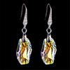 Elegant Female Geometric Crystal Stone Hoop Earrings Trendy Fashion Silver Color Wedding Jewelry For Women