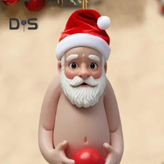 Pandantiv acrilic de Moș Crăciun Decor pentru agățat pentru brad de Crăciun Ornament de Moș Crăciun amuzant cu desene animate pentru decorarea căminului pentru ușă.