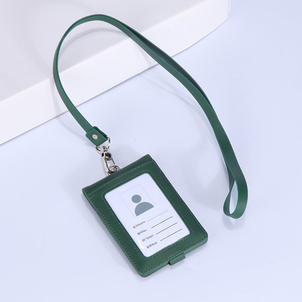PU Leather Name Badge Holder With Lanyard ID Card Cover Work Card Holders  School Acsesories