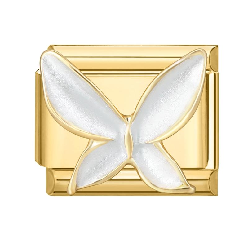 New Y2K Gold Color Butterfly Moon Bow Shell Star Pearl Pendant Italian Charm Link Fit 9mm Stainless Steel Bracelet DIY Making
