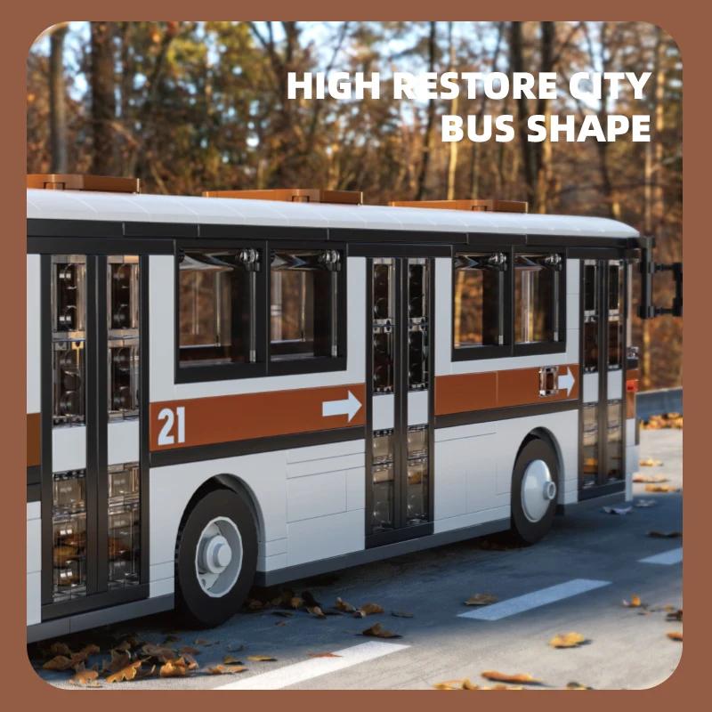 558PCS Retro City Bus Building Blocks Autumn Parade The Bus Model Bricks Desktop Decoration Diy Toys For Kids Holiday Gifts