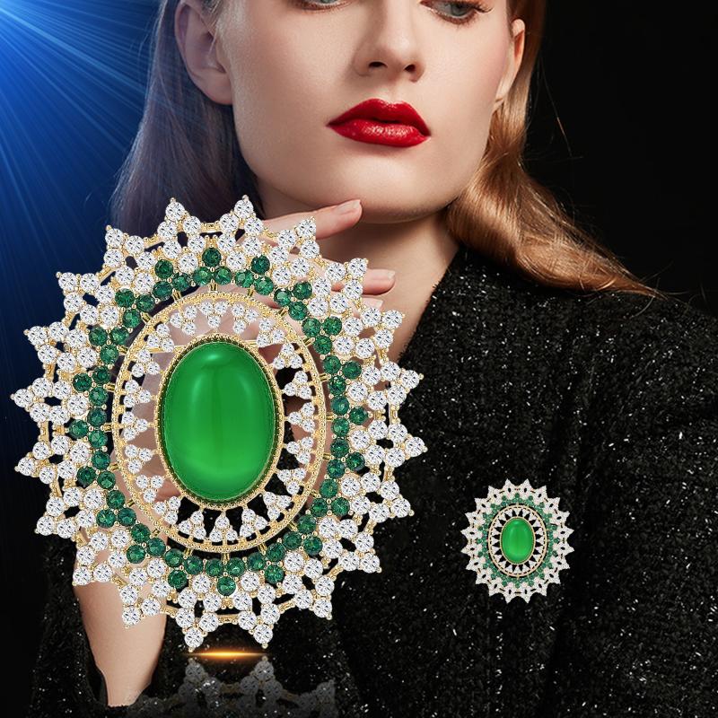 Spilla Smeraldo Stile Corte Retrò Francese Per Abbigliamento Donna Cappotto Gioielli Accessori Regali