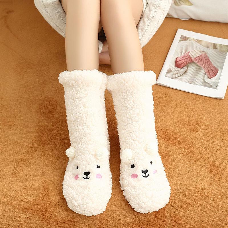 New Thickened Winter Fuzzy Socks Women Warm Home Slipper Solid Color Socks Girl Cute Female Funny Sleep Socks Christmas Gifts