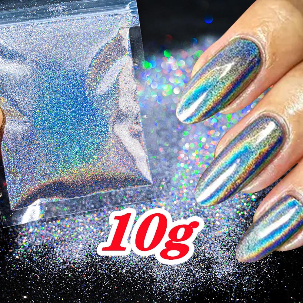 

Laser Holographic Rainbow Nail Glitter 0.2MM Sparkly Nails Glitter Powder DIY Nail Art Decoration