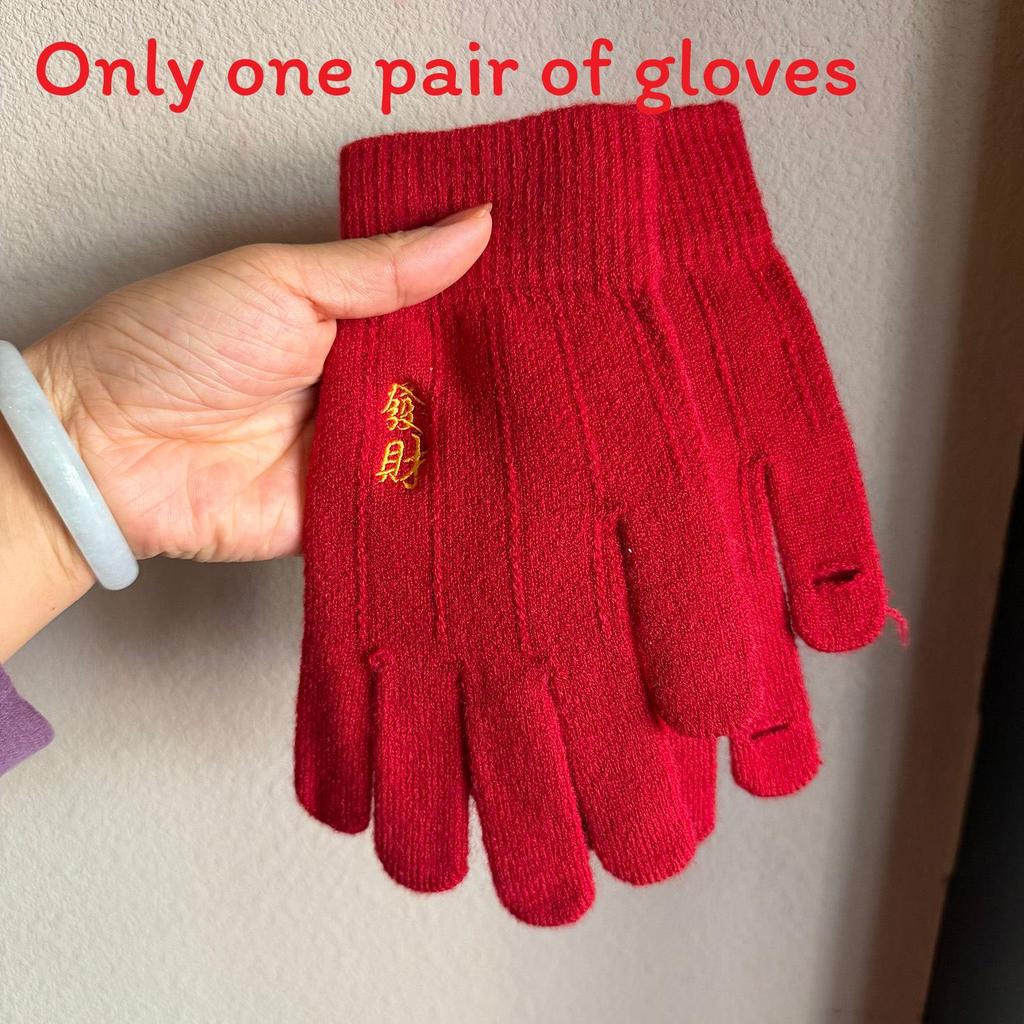Традиционные вышитые красные перчатки для зимнего тепла с ветрозащитой для женщин Wealth