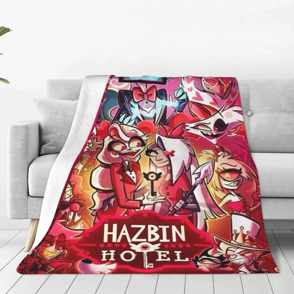 VOX H-Hazbin Hotel Alastor Gioco Coperta Calda Morbida Viaggio Ufficio Peluche Biancheria da Letto Plaid Soffice Divano Letto Flanella Copriletto