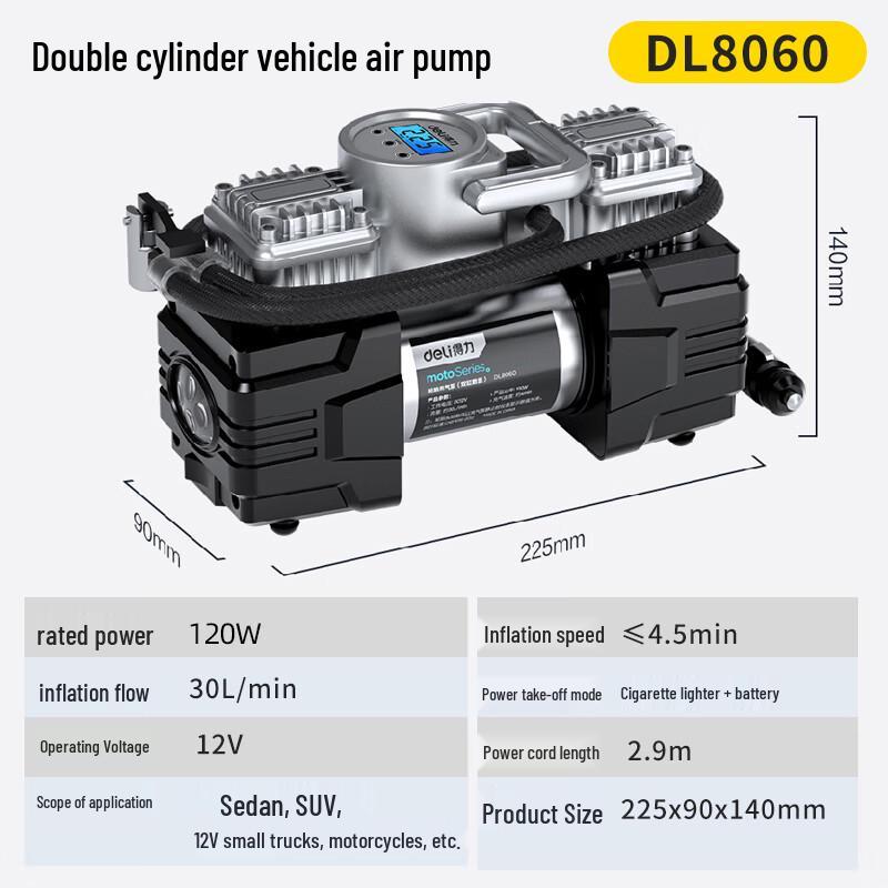 Deli Portable 12V Digital Car Tire Inflator