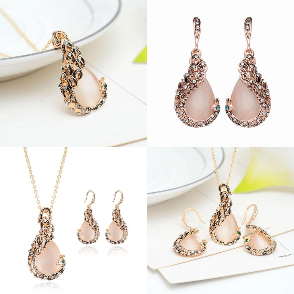 Timeless Women Crystal Jewelry Set With Stunning Peacock Design Necklace And Earrings For All
