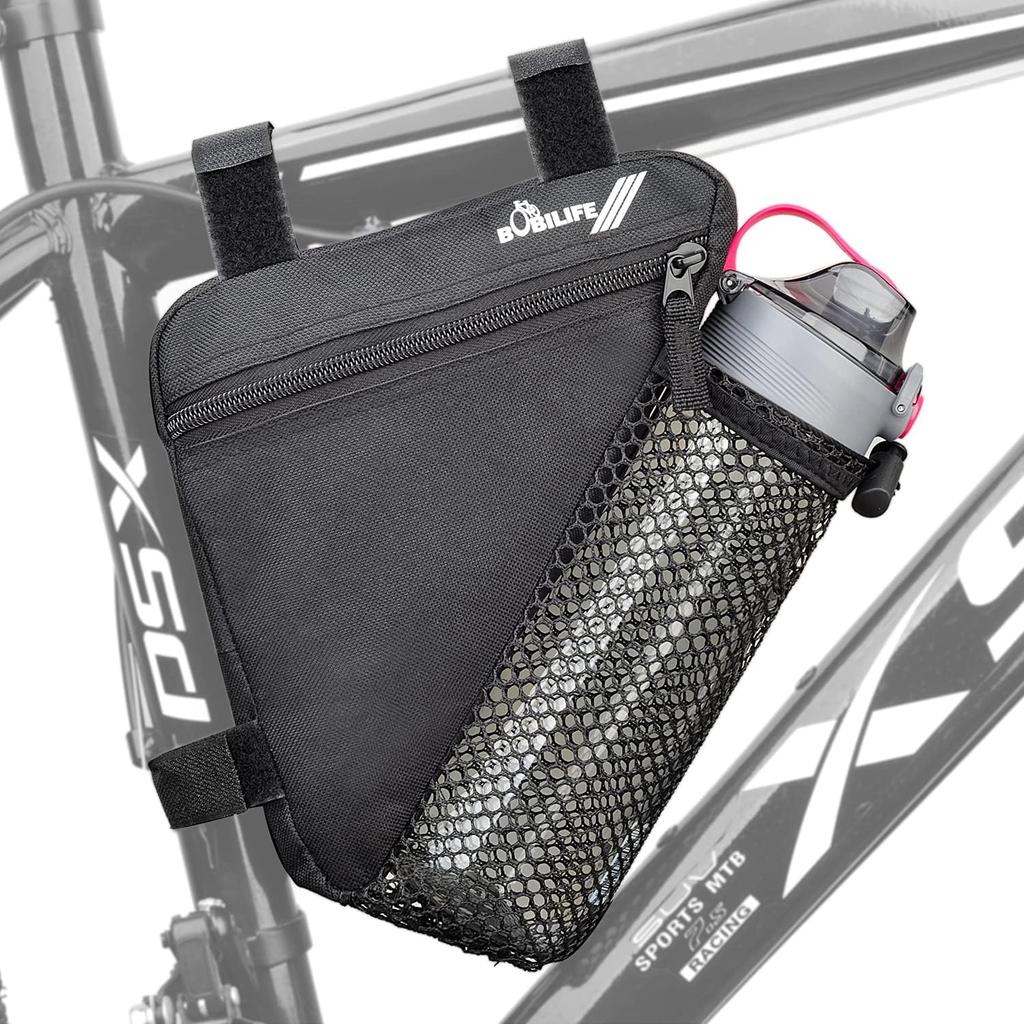 Bike Triangle Frame Bag - Bicycle Cycling Storage Triangle Top Tube Front Pouch Saddle Bag for Road and Mountain Bikes , Black