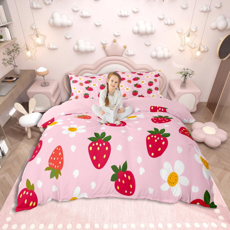 Homewish Kawaii Axolotl Duvet Cover SetCartoon Animal Bedding SetColorful Splash Ink Bed Set For Girls