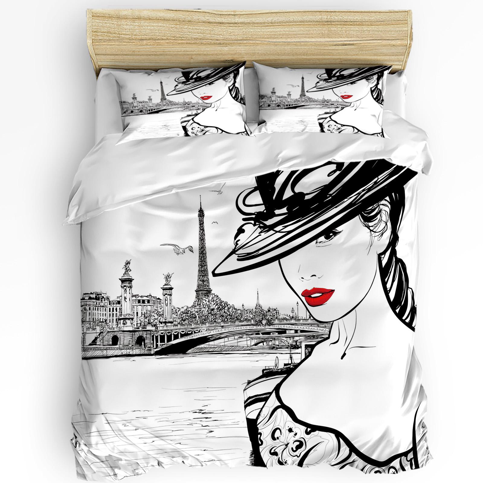 

Art Bridge Paris Pigeon France 3pcs Bedding Set For Bedroom Double Bed Home Textile Duvet Cover Quilt Cover Pillowcase EU single(135x200cm)