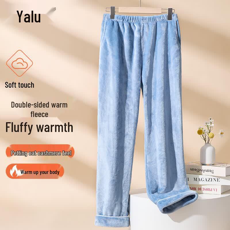 Yalu Men s Thermal Coral Fleece Lounge Pants L синий