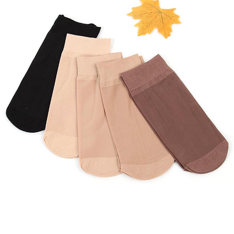 5Pairs Women Nylon Elastic Short Ankle Sheer Stocking Silk Short Socks Purecolor