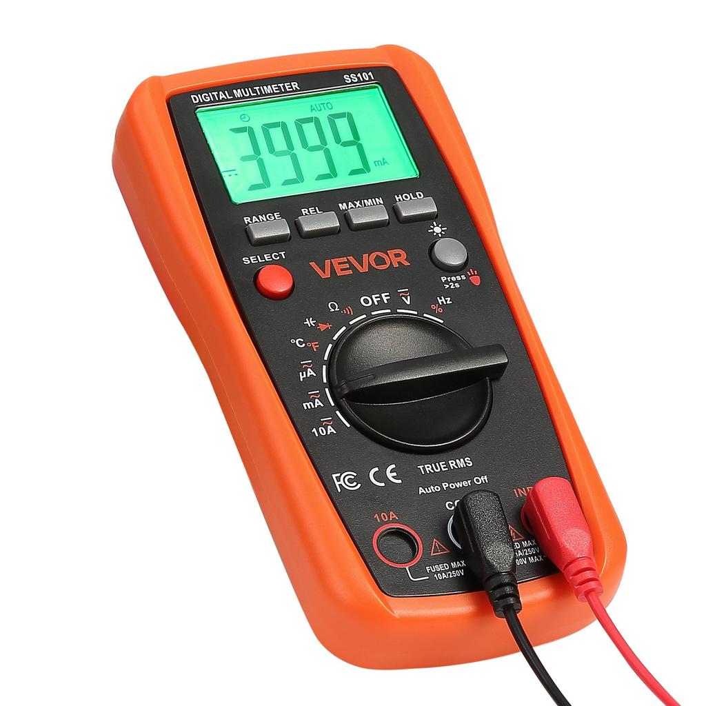 VEVOR Digital Multimeter, 4000-Count TRMS DC/AC Voltmeter Current Tester