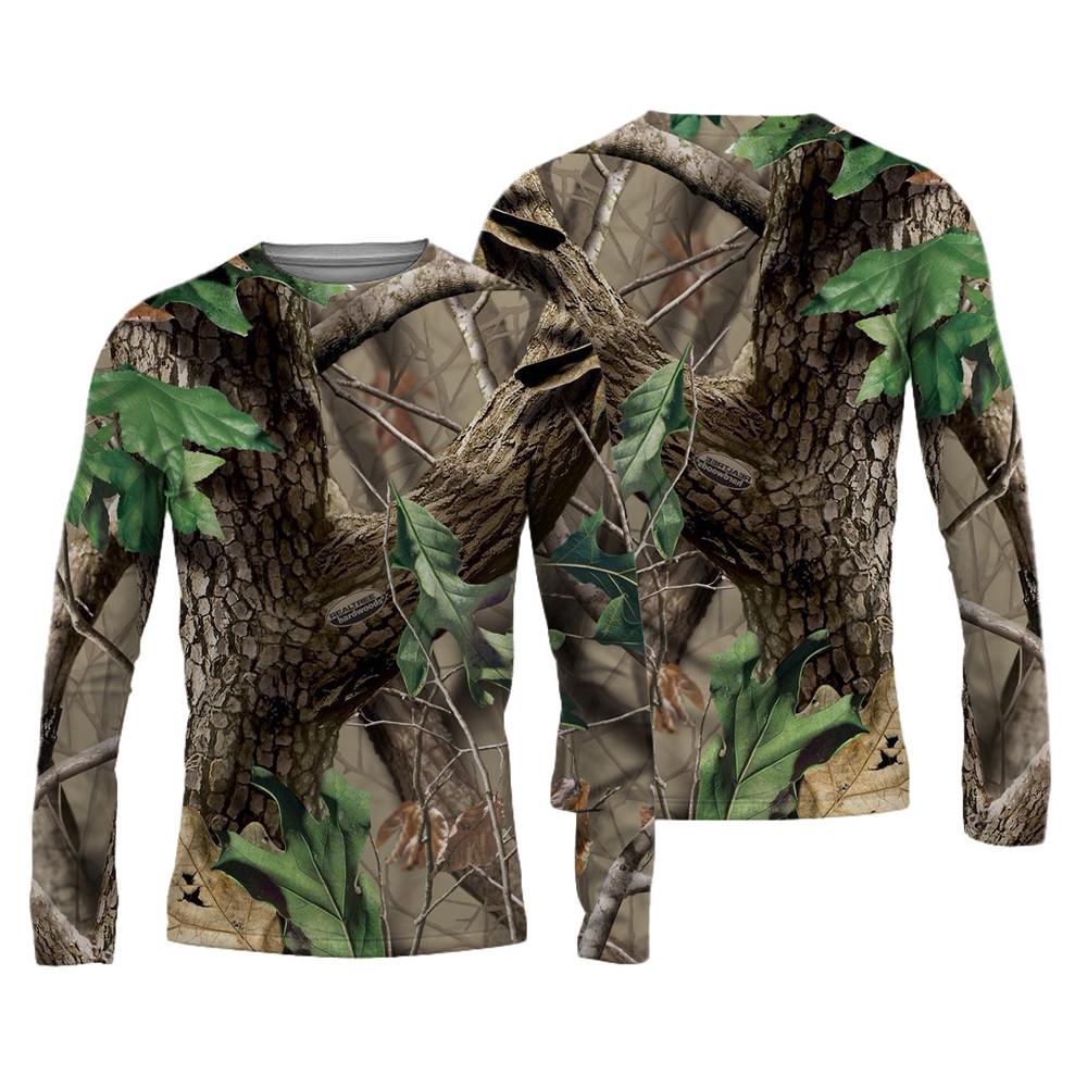 Spring and Autumn Round Neck 3D Camouflage Printed Top Fashionable Casual Vintage Long Sleeved Men's T-shirts