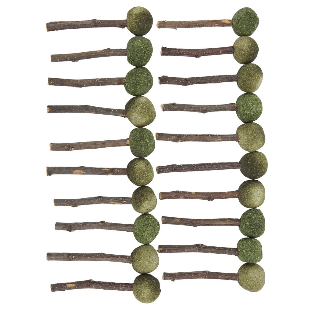 20pcs Rabbit Chewing Sticks Wooden Grass Ball Teeth Grinding Small Pet Biting Sticks for Hamsters Guinea Pigs