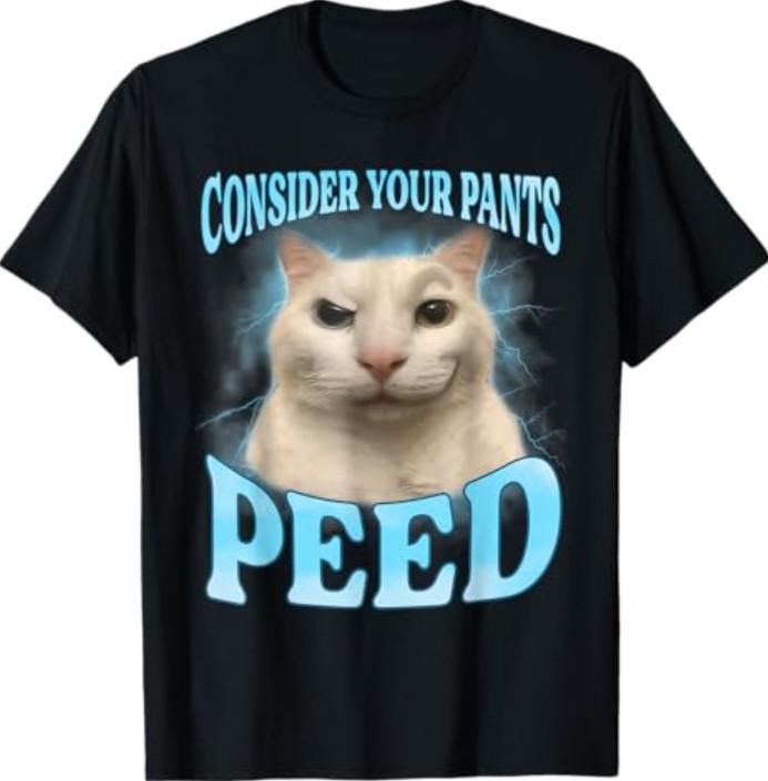Consider Your Pants Peed Freak Funny Cat Meme Humor Saying T-Shirt S разноцветный