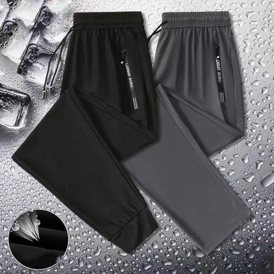 Pantalones de Seda de Hielo para Hombre Verano Deportes Secado Rápido Finos Casuales Elásticos Rectos Talla Grande Pantalones de Hombre