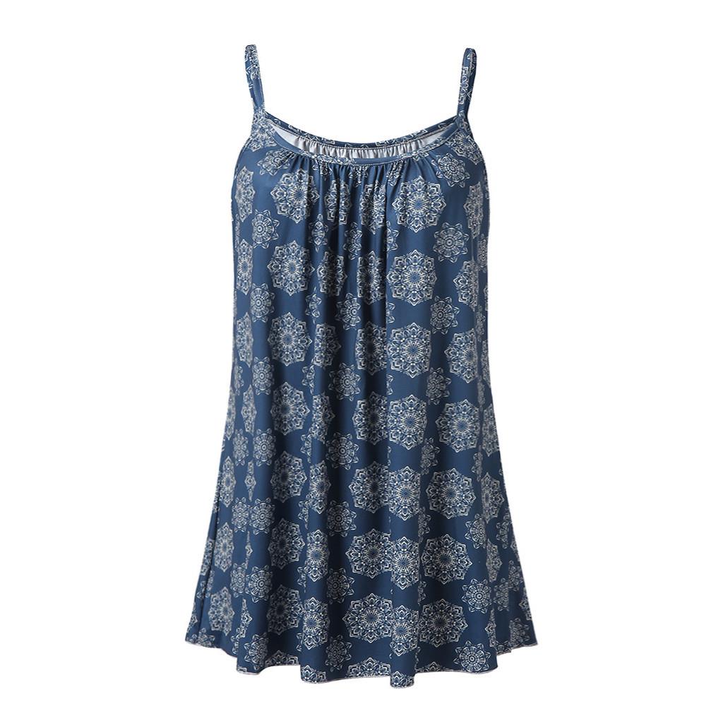 Women Summer Printed Sleeveless Vest Blouse Tank Tops Camis Clothes