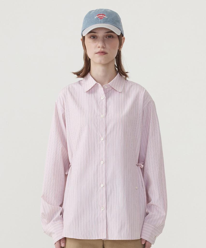 COVERNAT WOMAN Oversized Striped Shirt Light Pink