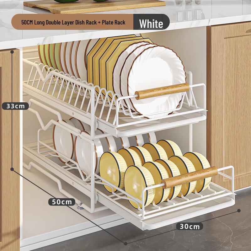miflame Under-Sink Pull-Out Dish and Bowl Storage Rack