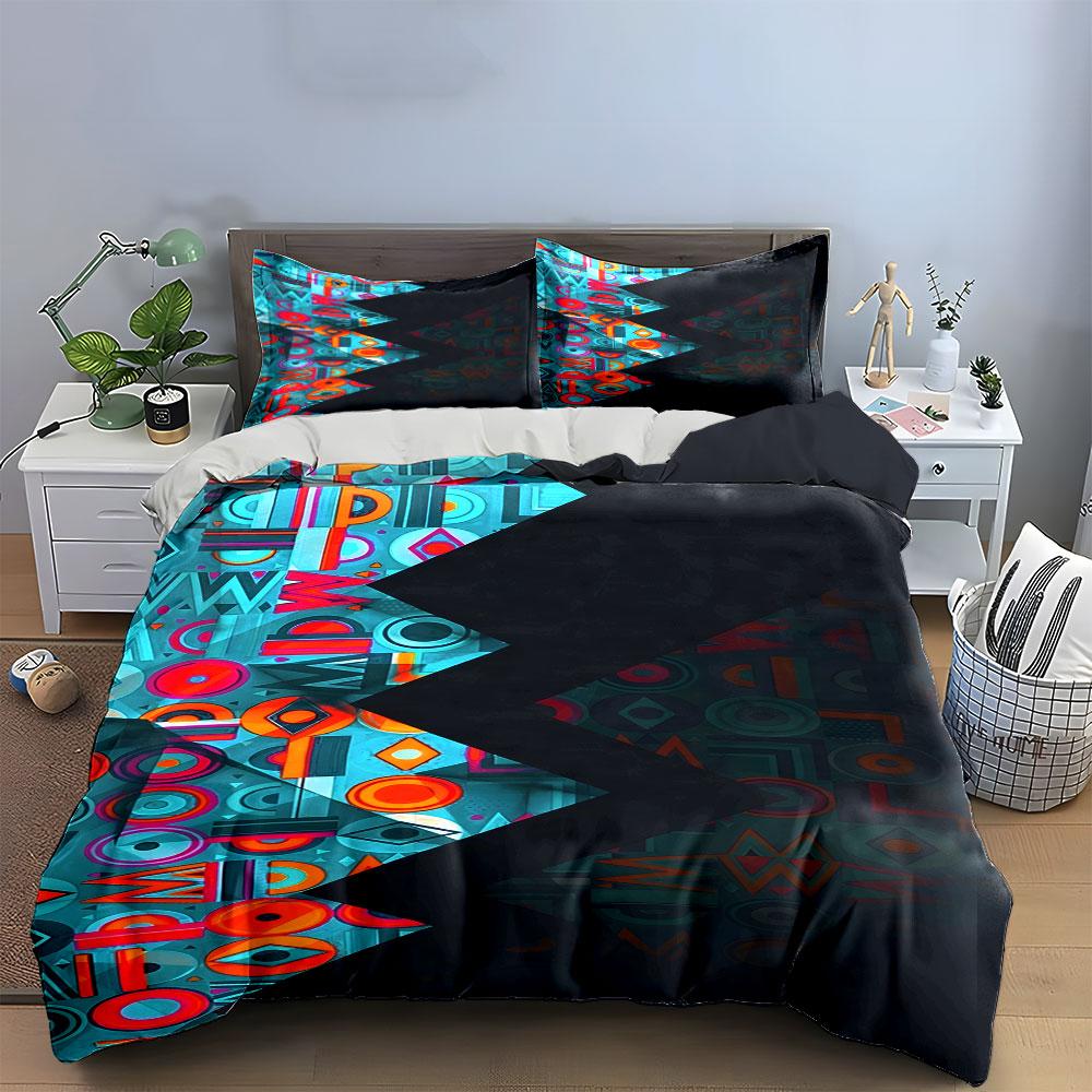 Geometric Shapes with Zigzags. Bedding Sets Duvet Cover Sets Duvet Covers Pillowcases(1*Duvet Cover 2*Pillowcases Without Duvet Insert)