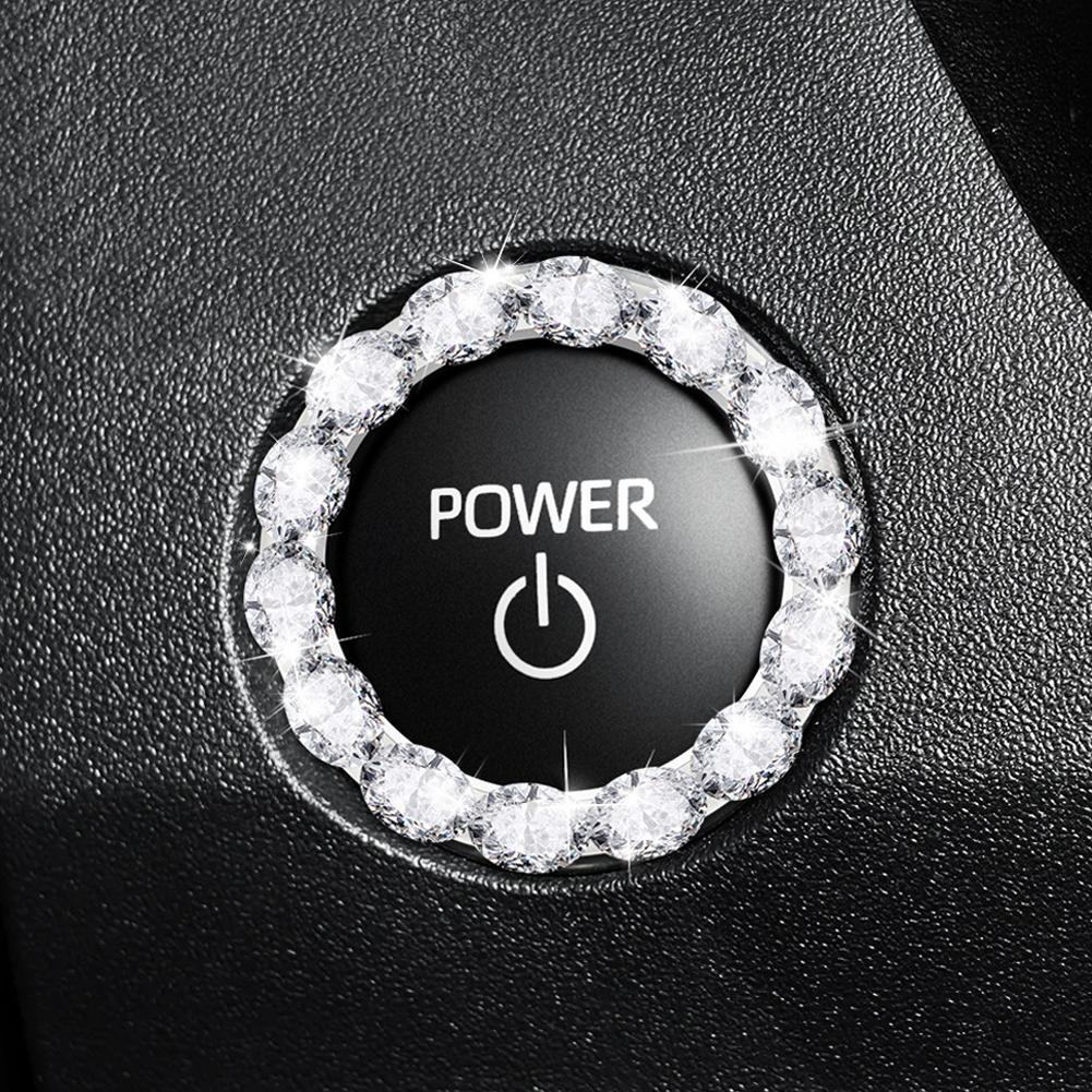 Inel cu Diamante Buton Pornire Motor cu Aprindere Auto cu Strasuri Design Inel Aprindere Decor Aprindere