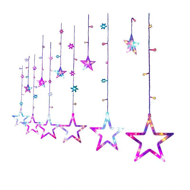 Twinkling LED Curtain Lights with Wishing Ball, Star, and Bell Accents for Christmas and Birthday Decor