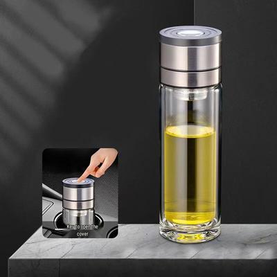OLOEY Double Wall Glass Water Bottle with Infuser