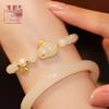 Jade Rabbit Bracelet: Fashionable Hetian Jade Style with Zodiac Rabbit Charm - A Versatile Gift for Best Friends