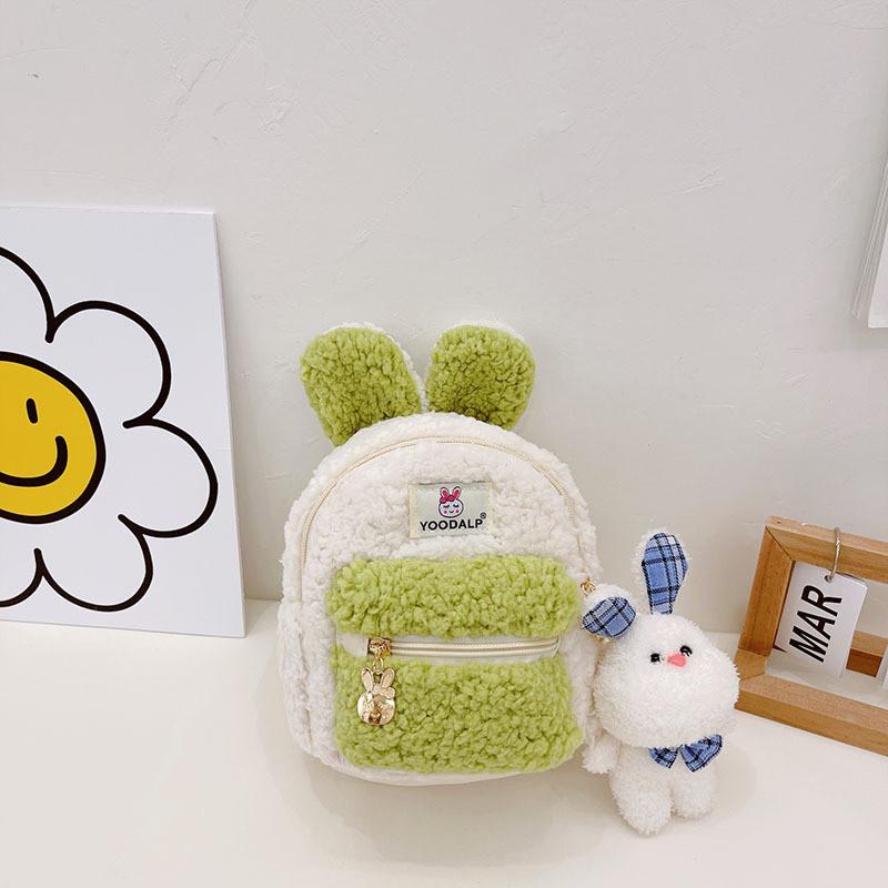 Juxingda Adorable Plush Children's Backpack Soft Lambswool Bunny Keychain Design For Boys And Girls