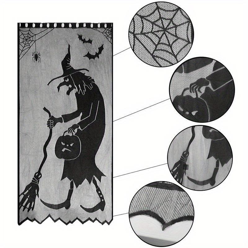 1pc Halloween Decoration Spider Witch Bat Skull Door Curtain Ghost Festival Black Lace Curtain Home Party Decoration